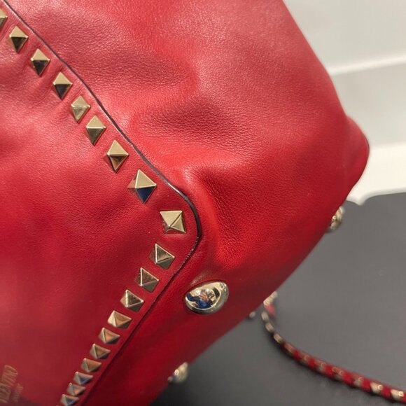 Valentino Red Leather Rockstud Trapeze Large Tote Bag (JB1090) - Picture 5 of 10